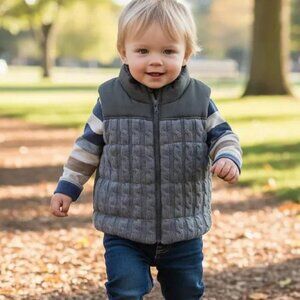 H&M Quilted Cable Knit Padded Zip-Up Vest 12-18 Months